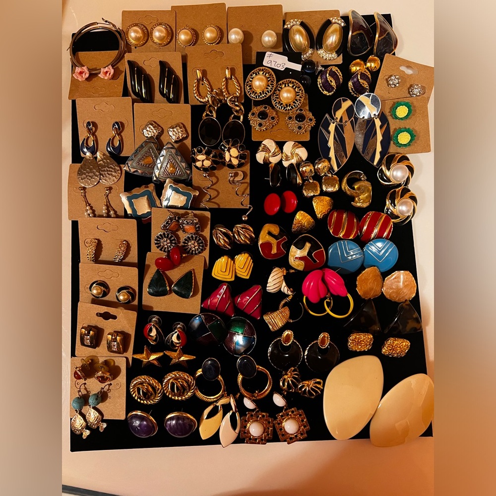 Lot of 66 vintage pierced earrings